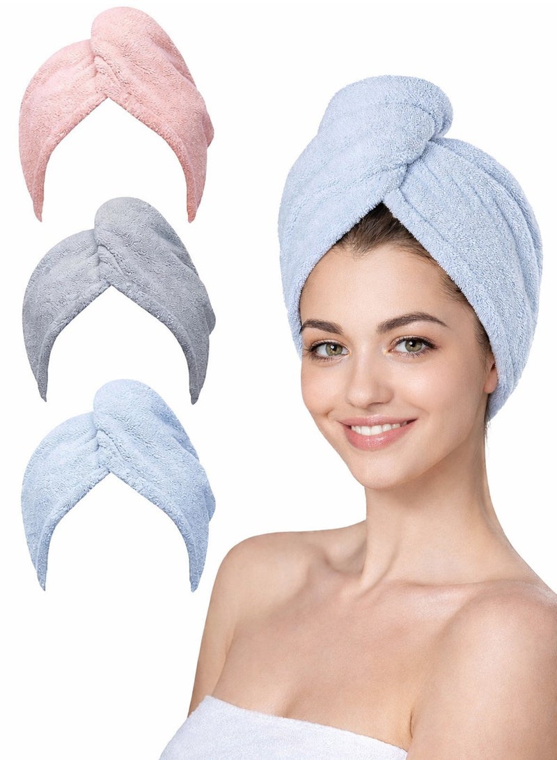 SHAYDX Microfiber Hair Towel Wrap (3-Pack) – Super Absorbent Quick-Dry Hair Turban for Women, Anti-Frizz, Soft & Lightweight, Ideal for Curly Hair - Image 1